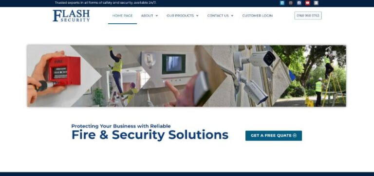 Flash Security Ltd - website homepage hero section