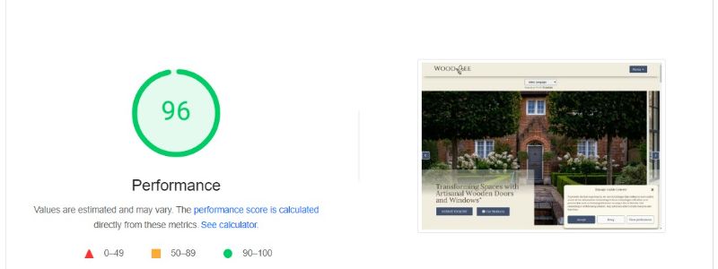 WoodBee Ltd - website - Google Page Speed Insights performance results (desktop)