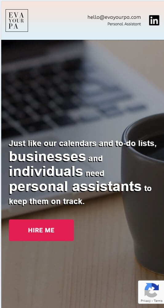 EvaYourPA-responsive web design mobile view