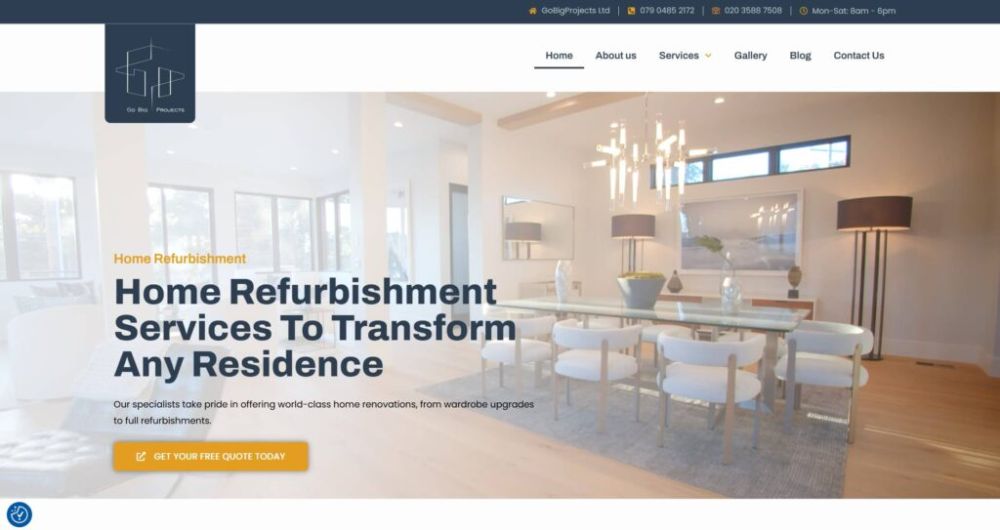 BIG PROJECTS LTD new website homepage showcasing home refurbishment services in London