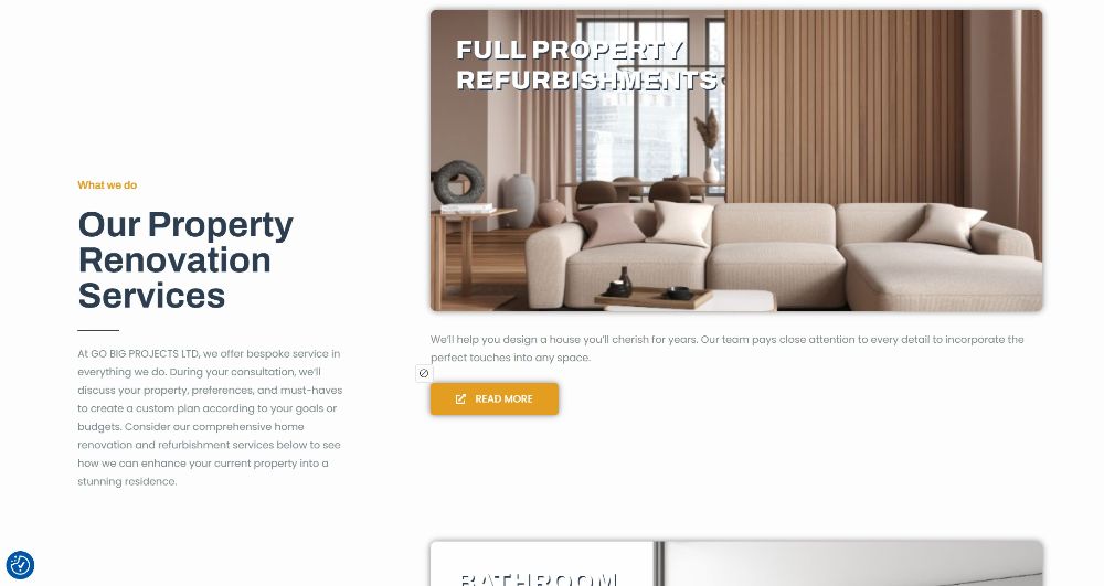 Mobile-friendly home refurbishment website design for BIG PROJECTS LTD in Greater London