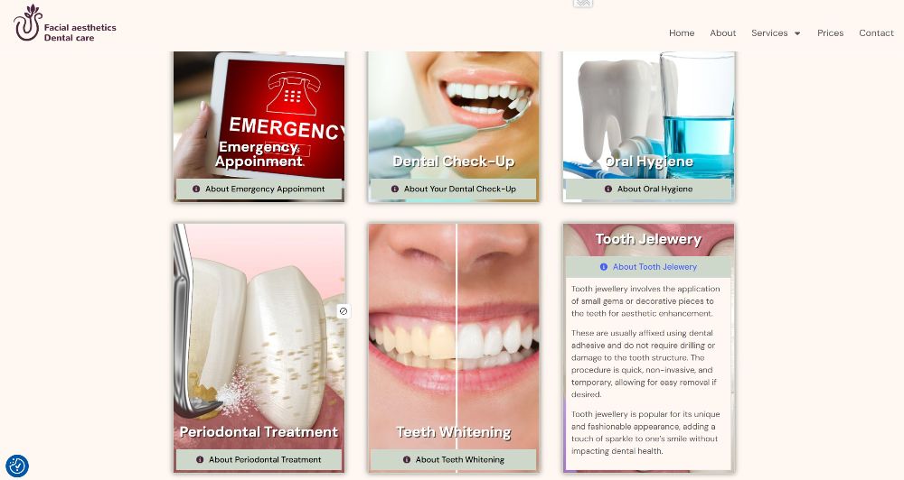 User-friendly navigation between beauty and dental treatments on VSAesthetics website