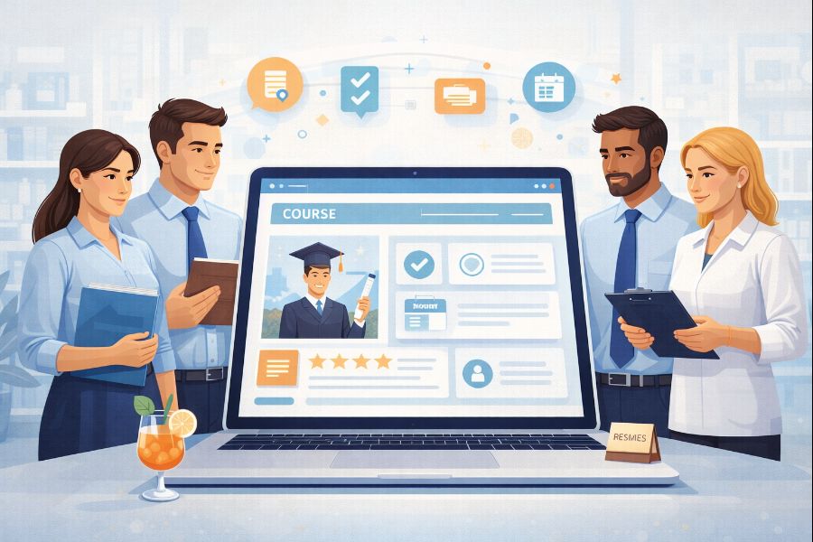 Education and training providers reviewing an online course website