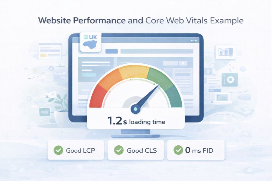 Core Web Vitals performance example for an Essex business website