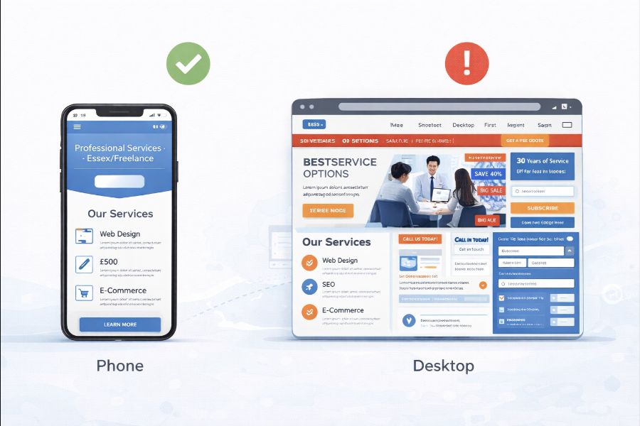Mobile-first website design example for a service business in Essex
