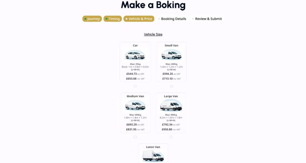V.K AMBER Couriers website booking system