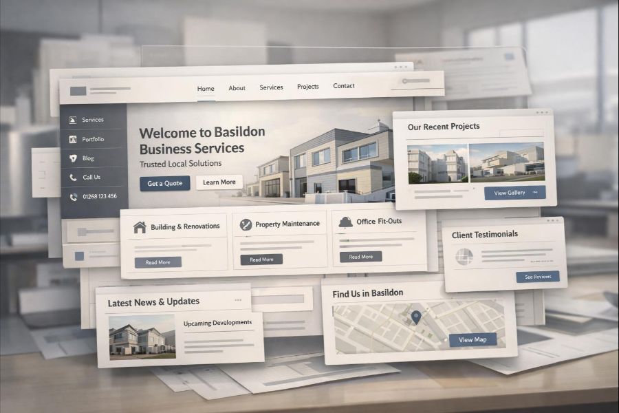Example of a Basildon small business website layout and design