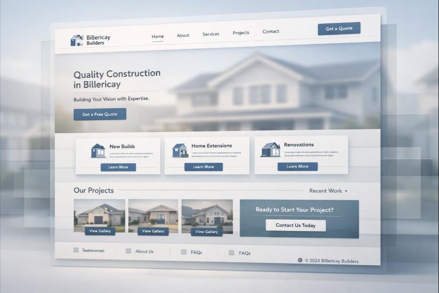 Billericay business website structure with clear navigation and content layout