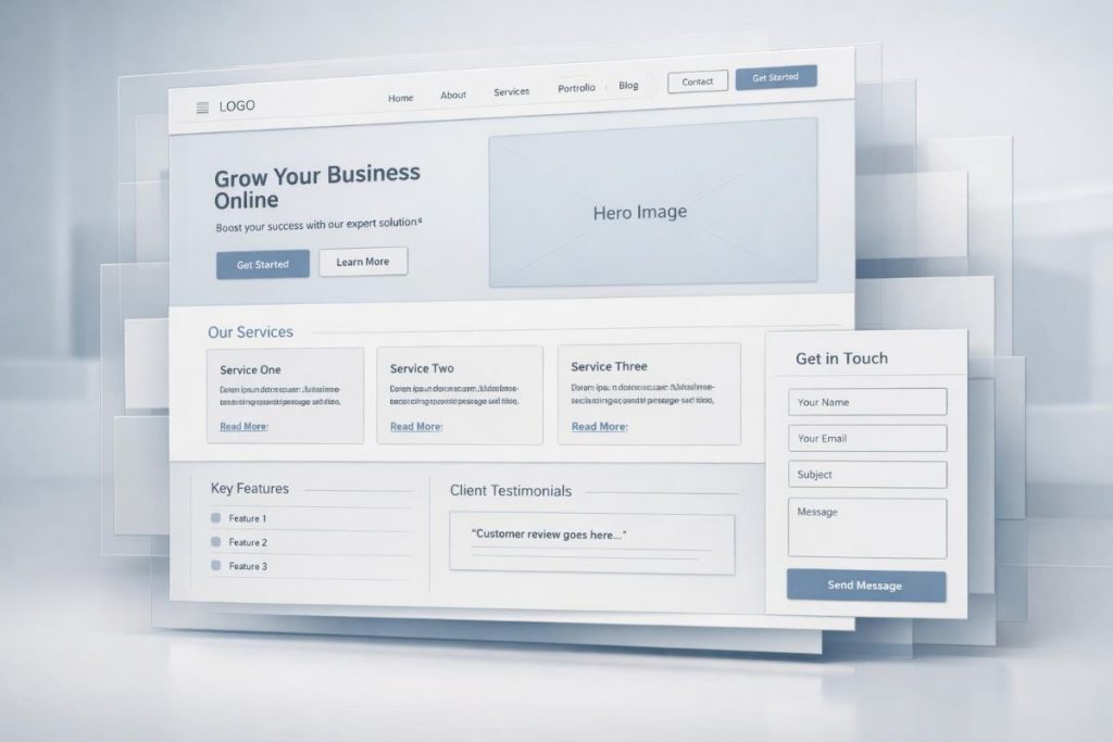 Chelmsford business website structure with clear navigation and layout