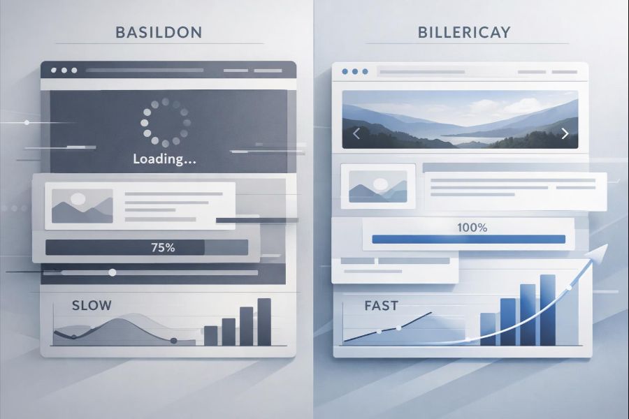 Website speed comparison between Basildon and Billericay business websites