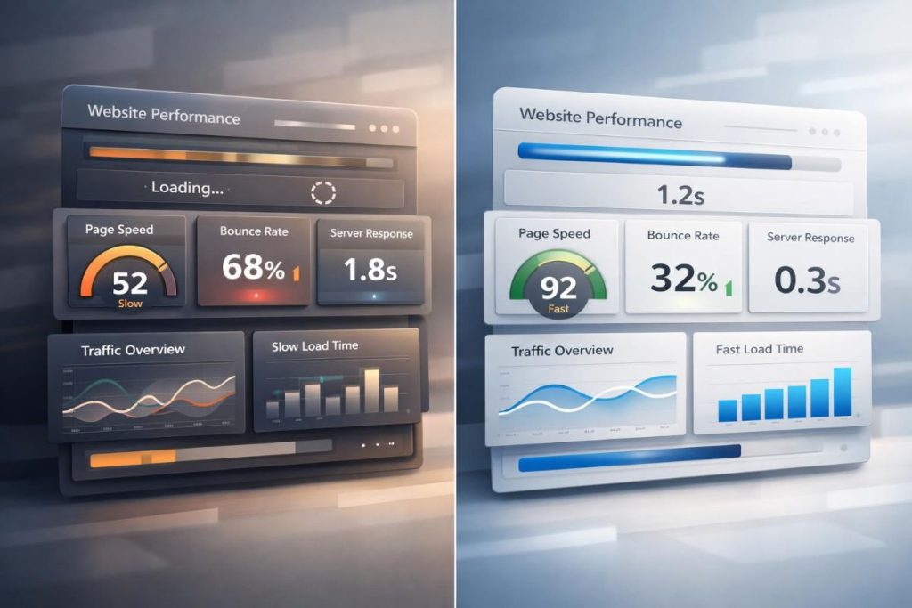 Website speed comparison between Brentwood and Chelmsford business websites