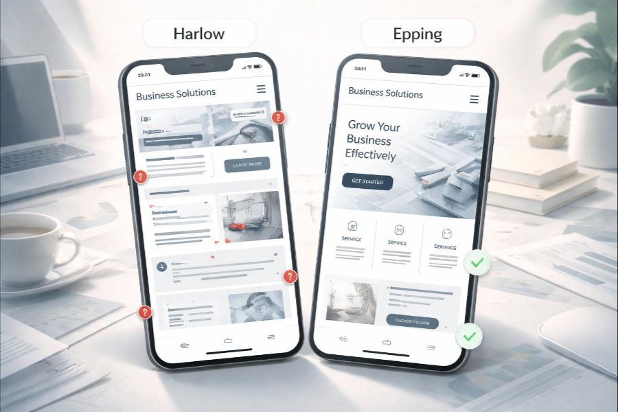 Mobile website design comparison for Harlow and Epping businesses