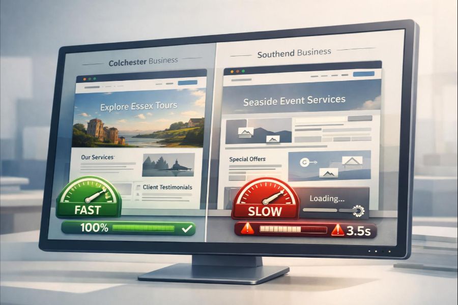 Website speed comparison between Colchester and Southend business websites
