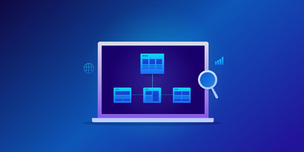 Website architecture diagram showing homepage, service pages, trust signals, and customer journey pathways