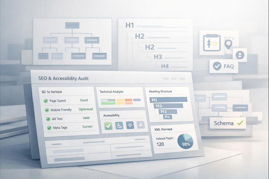 Technical SEO and accessibility checks used in the WEB-KNACK website audit